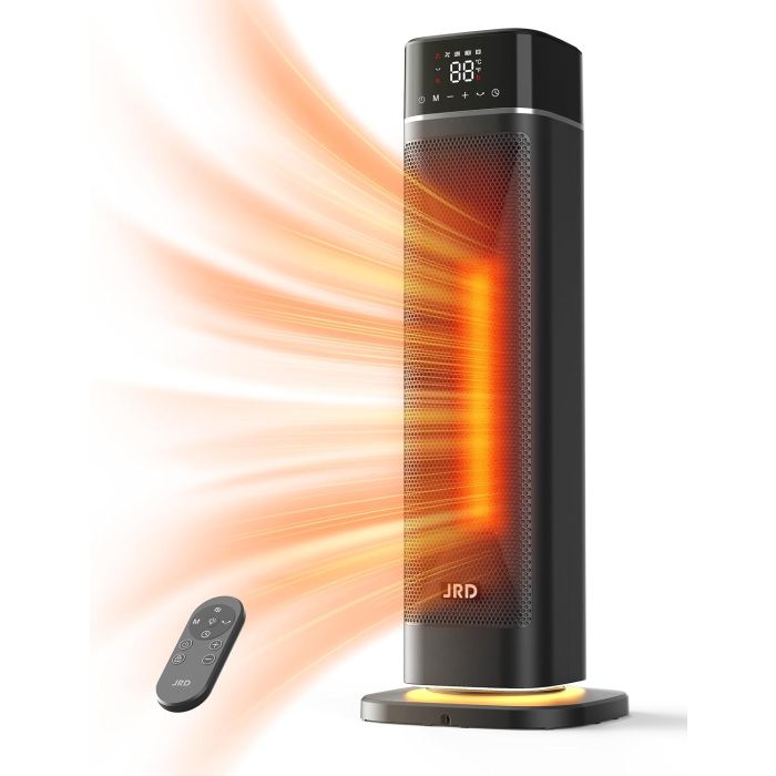 Calefactor Eléctrico Portátil Cerámico PTC 1500W con Oscilación y Control Remoto