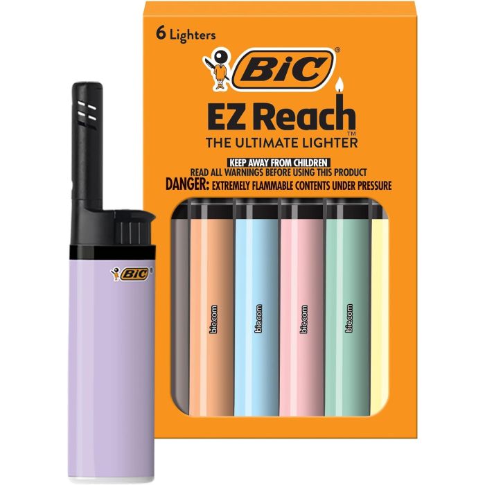 BIC EZ Reach Encendedores Pastel, Paquete de 6