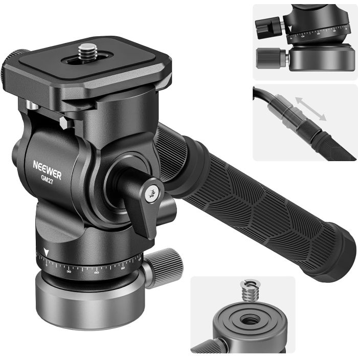 Cabezal fluido para trípode NEEWER GM27 con base niveladora