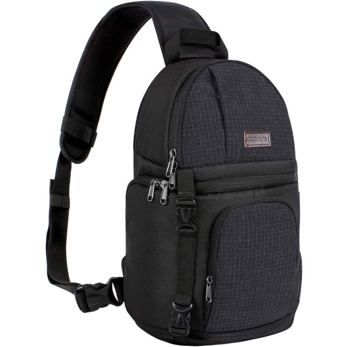 Bolsa bandolera cámara MOSISO negra con trípode