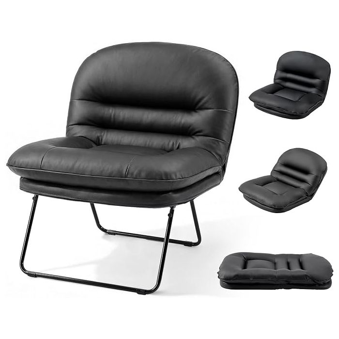 Sillón Plegable Lounge Redondo con Respaldo Negro
