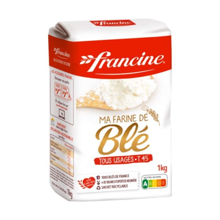 Harina de Trigo Francine T55, Bajo en Gluten, para Panes y Postres, Paquete de 2