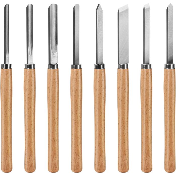 Juego de 8 Formones para Torno de Madera HAUTMEC Profesional
