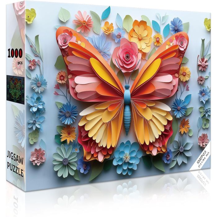 Puzzle para adultos 1000 piezas mariposa noctilucente 27.5x19.6 in