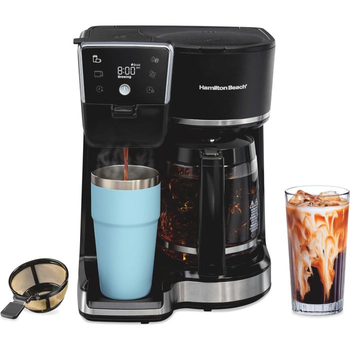 Cafetera de Goteo Programable 2 en 1 con Función Café Helado y 12 Tazas