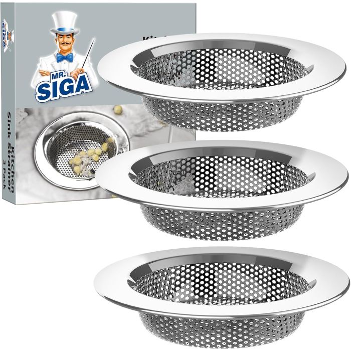 Colador de Fregadero MR.SIGA, Acero Inoxidable, Pack de 3