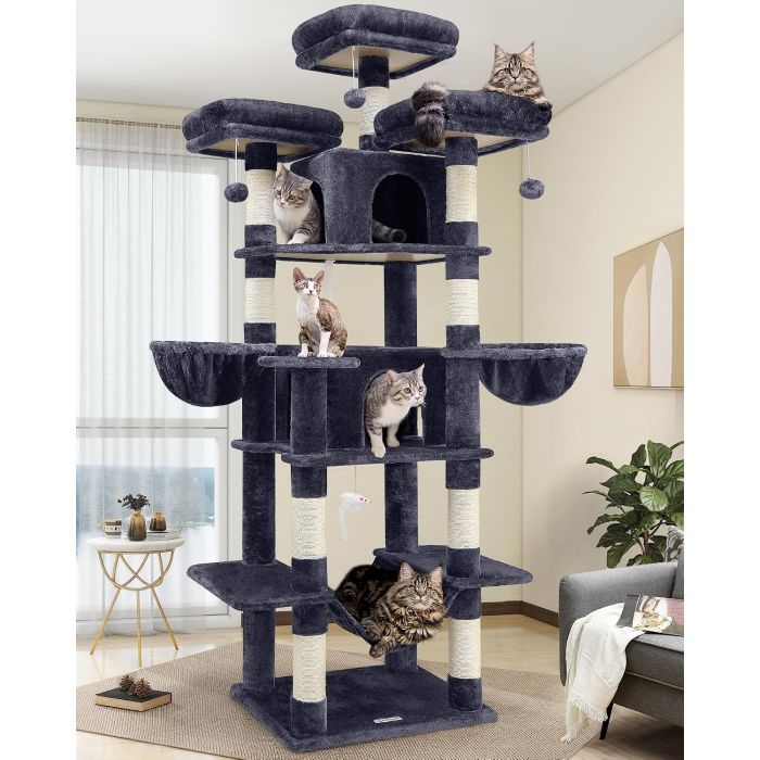 Torre para gatos Globlazer F80 de 203.99 cm, gris oscuro