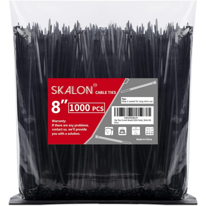 Bridas de Nylon negras 8 pulgadas Pack 1000