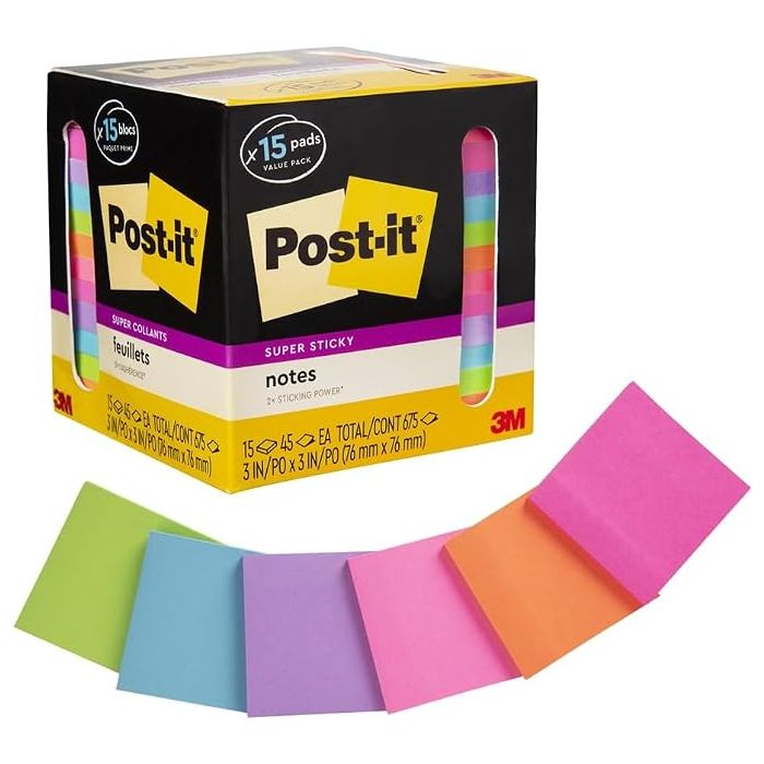 Notas Adhesivas, 15 Paquetes, Colores Brillantes