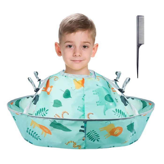 Capa de corte de cabello impermeable para niños