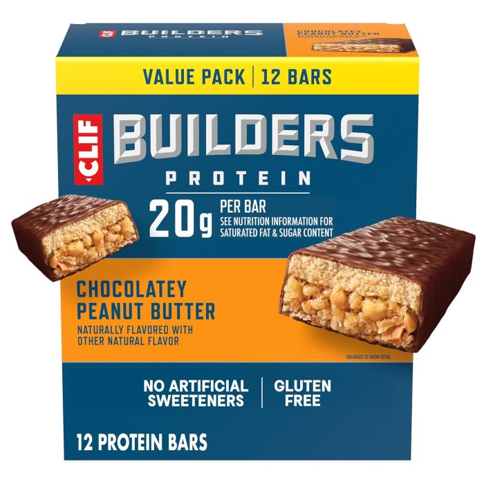 CLIF BUILDERS Barras Proteicas - Chocolatey Peanut Butter - 20g Proteína - 12 Unidades