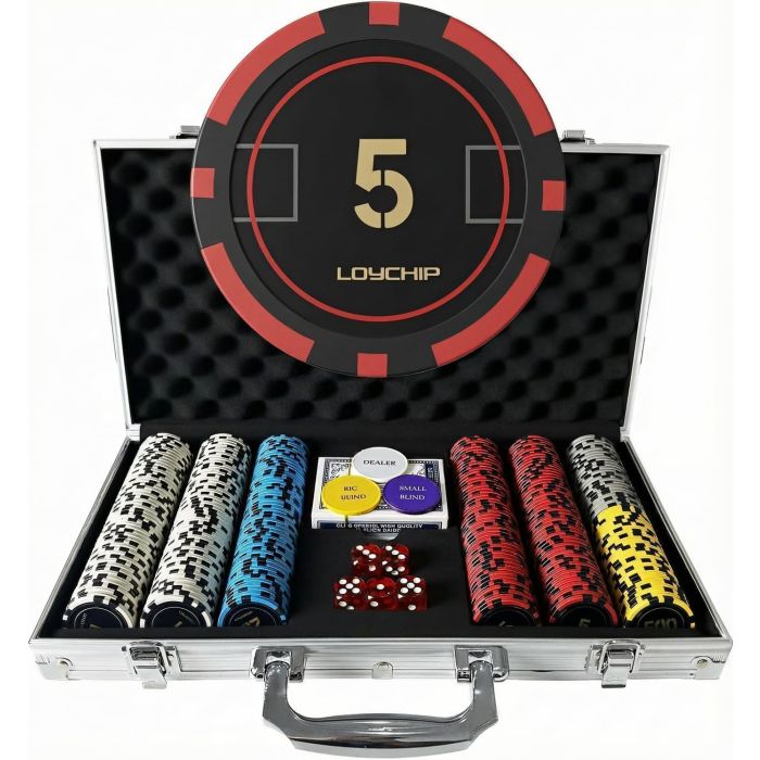Set de Fichas de Póker 300 piezas con Denominaciones, 11.5g Numeradas en Caja de Aluminio