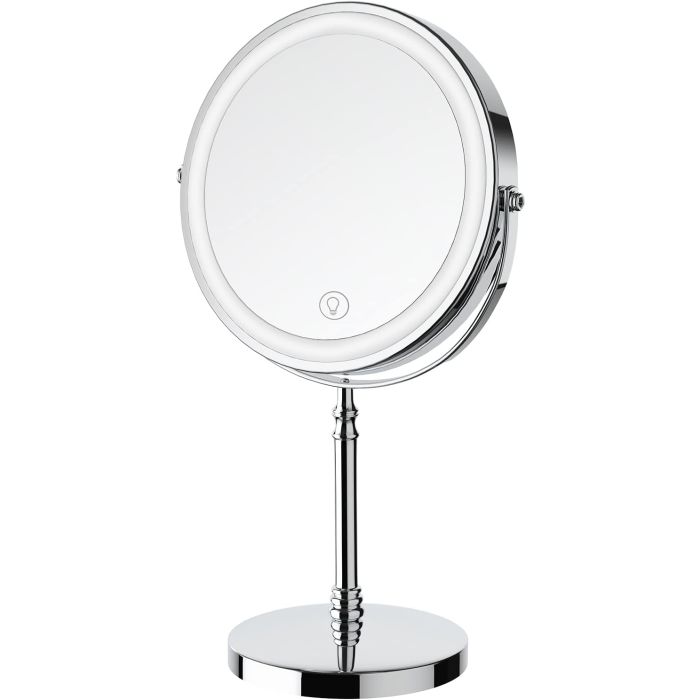 Espejo de Maquillaje DEIOVWXS, Doble Cara, 1X/10X, Luz LED, Recargable