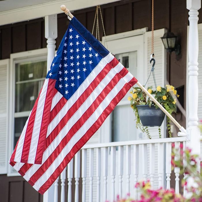 Bandera de Estados Unidos 2.5x4 FT con manga para asta, estrellas bordadas, franjas cosidas, poliéster resistente