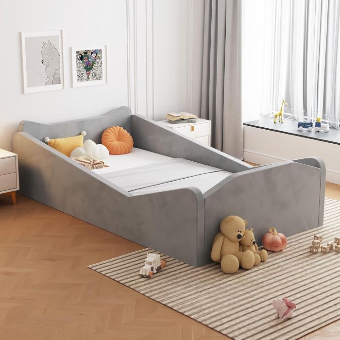 Cama Infantil JOYMOR con Barandas Suave y Forma de Orejas de Animal