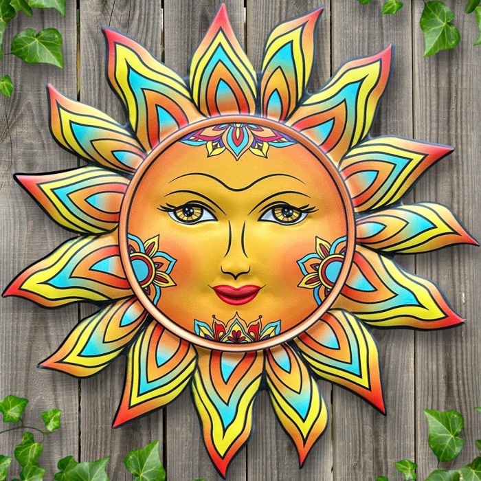 Decoración de Pared Metal Sol 33 cm para Exterior Hogar Jardín