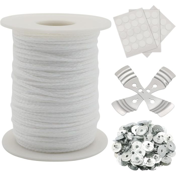 Rollo de Pabilos para Velas, RAPUDA 200 Ft 24 PLY, con Soportes y Tabs