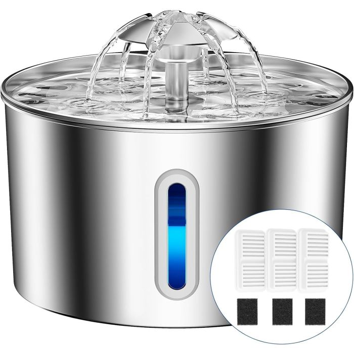 Fuente de Agua para Gatos Acero Inoxidable 2.2L Automática