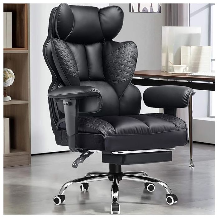 Silla de Oficina Ergonómica Cuero Sintético Reclinable