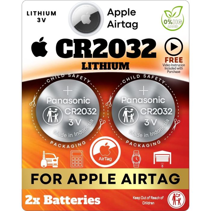 Apple AirTag Battery - 2 Pack CR2032 Litio 3V - Reemplazo para AirTag