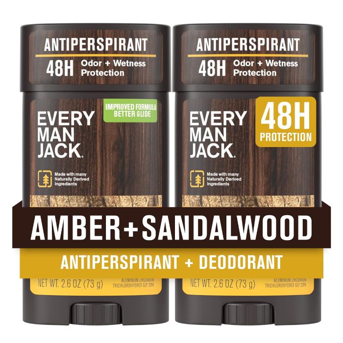 Every Man Jack Antitranspirante Desodorante Ámbar 2 Pack 2.6 oz