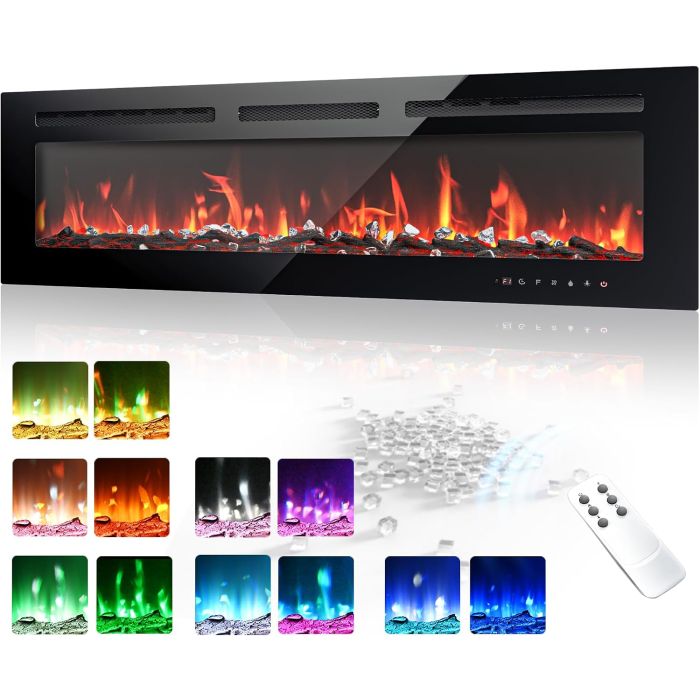 Chimenea Eléctrica EUHOMY 50 Pulgadas Empotrable con Control Remoto