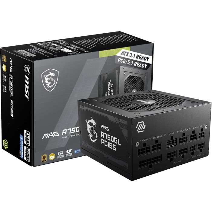 MSI MAG A750GL PCIE5 Fuente 750W Modular 80 Plus Gold ATX 3.1