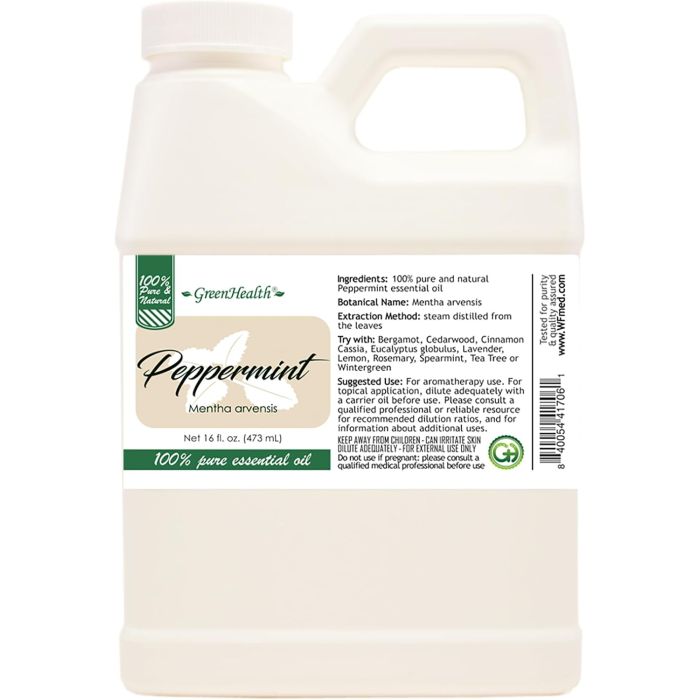 Aceite Esencial de Menta GreenHealth 16 fl oz Puro Sin Cortes