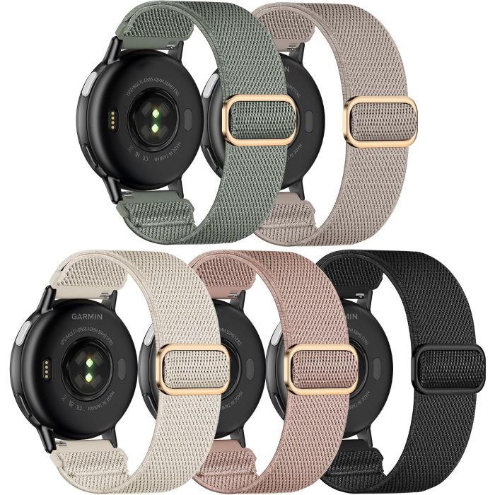 5 Pack Correas de Nylon Elásticas para Garmin Vivoactive 5/6 20mm