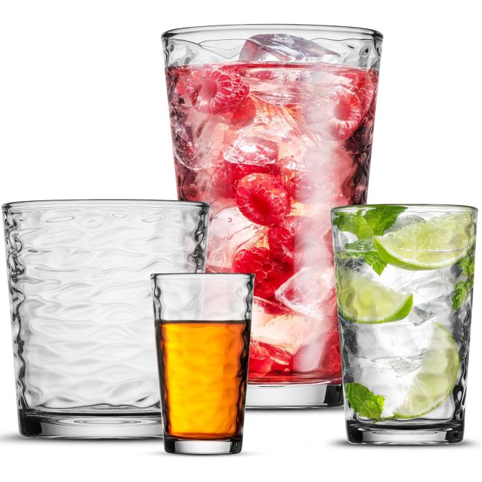 Set de Vasos Biscayne POPLASS 24 Piezas, 4 Tamaños