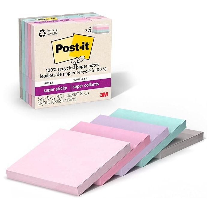 Notas Adhesivas 5 Paquetes, 70 Hojas por Paquete, Colores Pa