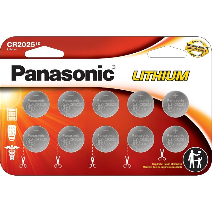 Pilas Panasonic CR2025 3V Larga Duración 10 Unidades