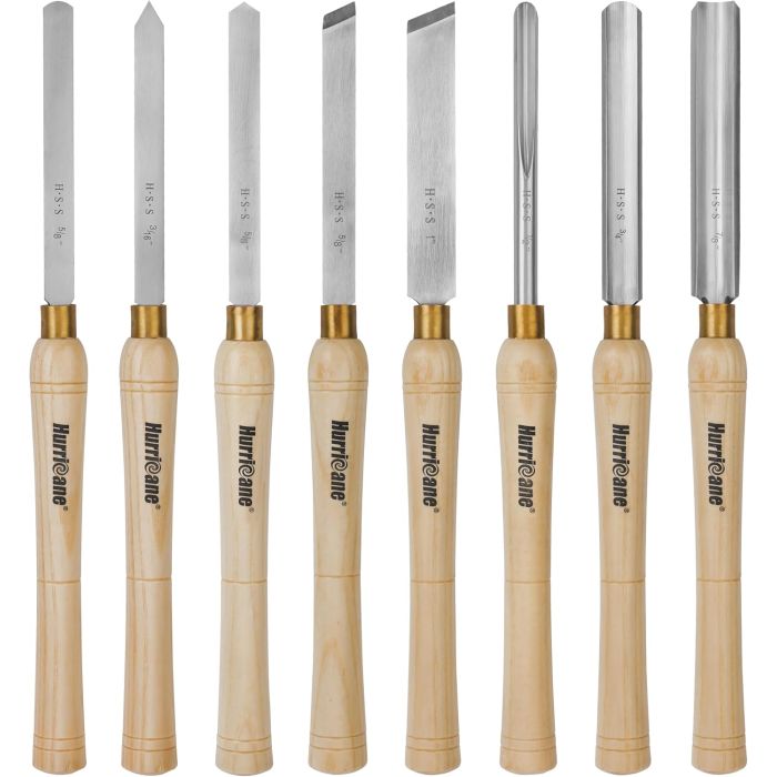 Juego de 8 Formones para Torno de Madera HURRICANE M2 HSS