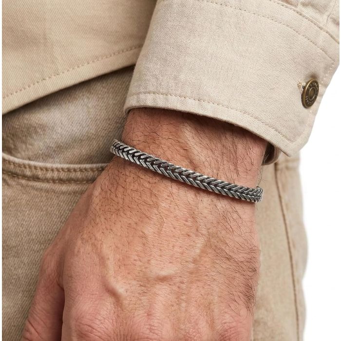 Pulsera de cadena para hombre - Acero inoxidable plateado