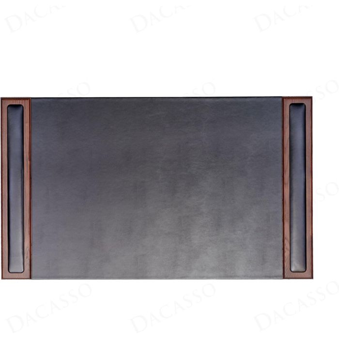 Dacasso Wood & Leather Desk Pad con Rieles Laterales - Protector de Escritorio (Nogal y Negro, 86 x 51 cm)