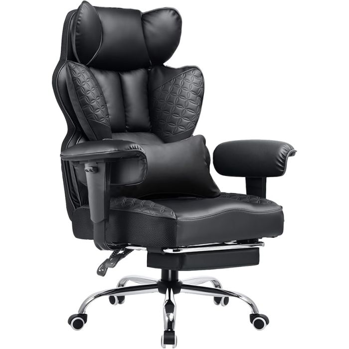 Silla de Oficina Ergonómica Grande Cuero Sintético con Repos