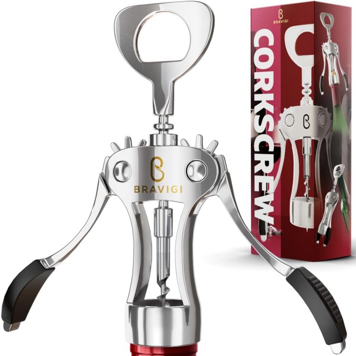 Sacacorchos de Alas Premium con Abrebotellas - Acero Inoxidable