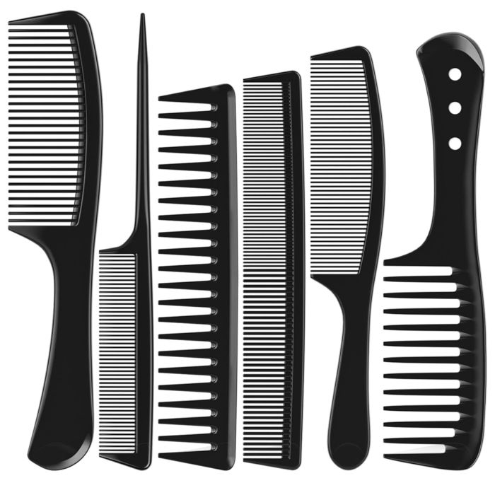 Set de 6 Peines profesionales negros para cabello
