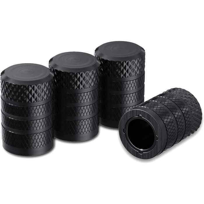 Tapones para válvula de neumático CKAuto, pack 4 negro