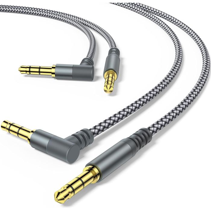 2 Pack Cable Auxiliar 3.5mm 2M Trenzado Nylon - Gris