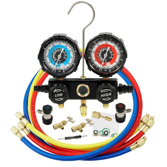 PB Motor Tech Set Manifold Medidor AC 3 Vías Aluminio