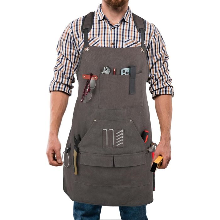 Delantal de Trabajo Canvas para Hombre Multi-Bolsillos