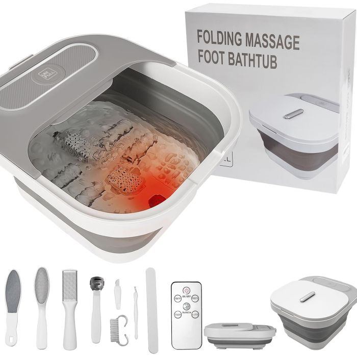 UNIFULL Spa de Pies Plegable con Calor y Masaje de Rodillos