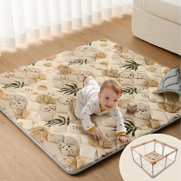 Tapete de Juego para Bebés Blissful Diary, 127x127 cm, Espuma Gruesa, Lavable