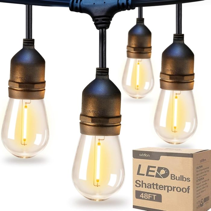 Addlon Luces de Cadena LED Exterior 48FT con Bombillos Edison