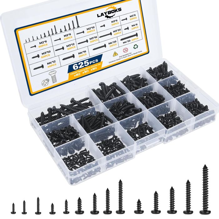 625 Tornillos Autorroscantes Phillips Cabeza Plana M2 M3 M4 Acero al Carbono