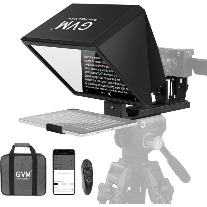 Teleprompter plegable GVM 12 pulgadas para cámara y tablet