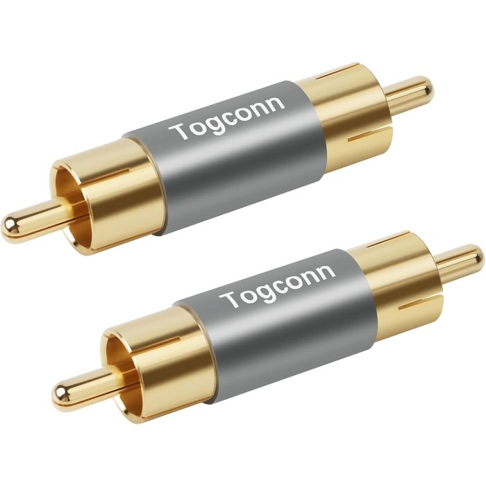 Adaptador RCA Macho a Macho, 2 Piezas, Pines de Cobre Puro, Chapado en Oro