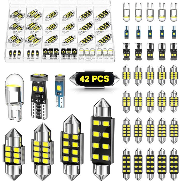 Kit LED Interior 42 Pcs para Autos Camiones Luz Dome Map y Puerta
