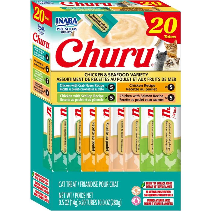 INABA Churu Cat Treats 20 tubos Pollo y Mariscos